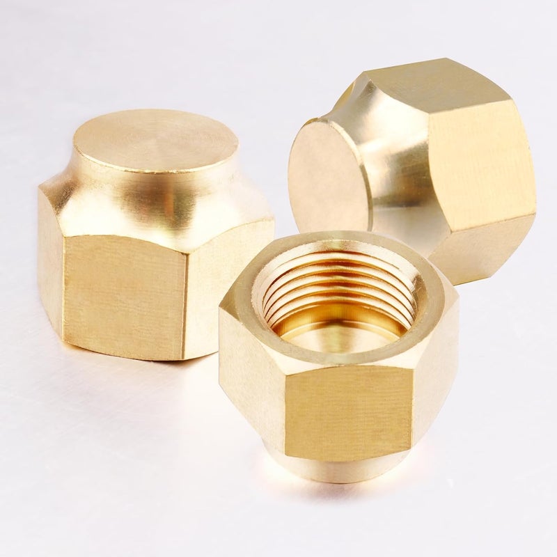 TOPGO 3 Pack Brass Flare Cap 1/4 Inch Tube OD Compression Stop Valve Caps SAE 45 Degree Flare Tube Gas Line Cap Pipe Fittings - Image 2